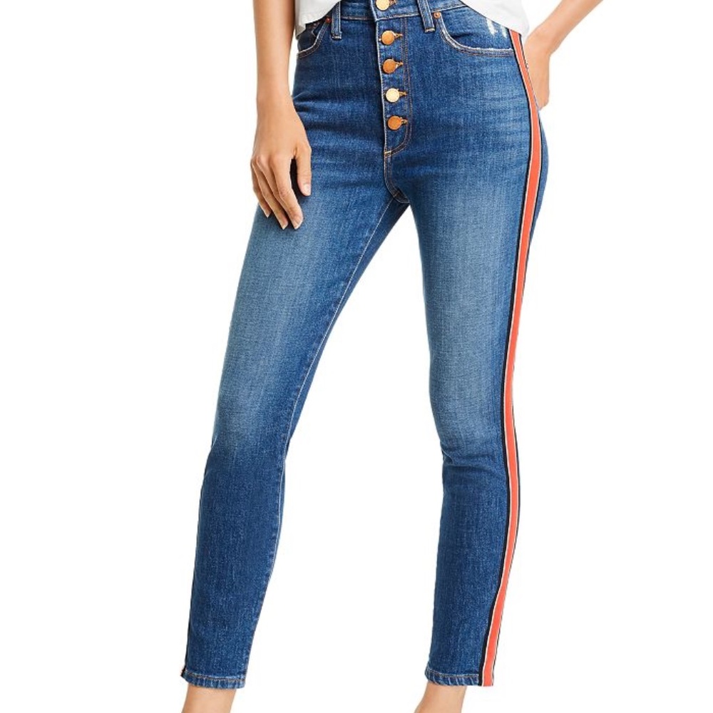 NWT Alice and Olivia Good High-rise Exposed-button Skinny Jeans In Glow Up
